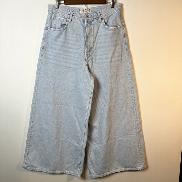 Free People We The Free Landry Wide Leg Cropped Jeans Sz 31 Light Wash - Picture 2 of 13